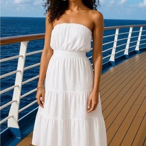 Lilly Pulitzer Nikole Elegant White Strapless Eyelet Midi Dress size XLARGE